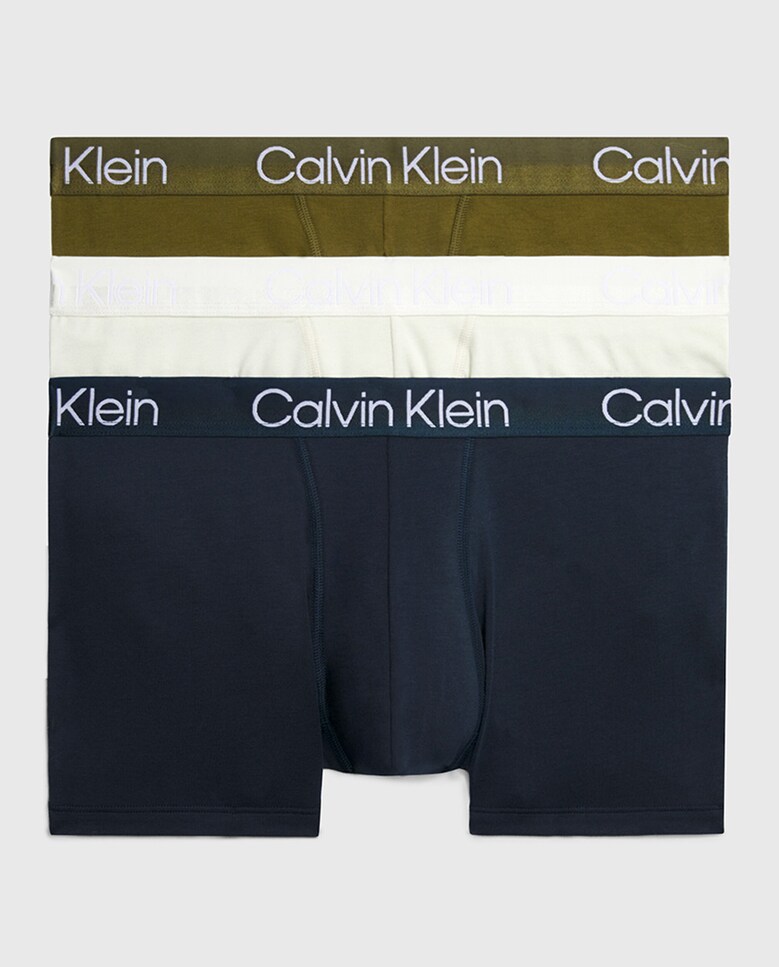 Набор из 3 однотонных разноцветных мужских боксеров Calvin Klein, мультиколор цена и фото
