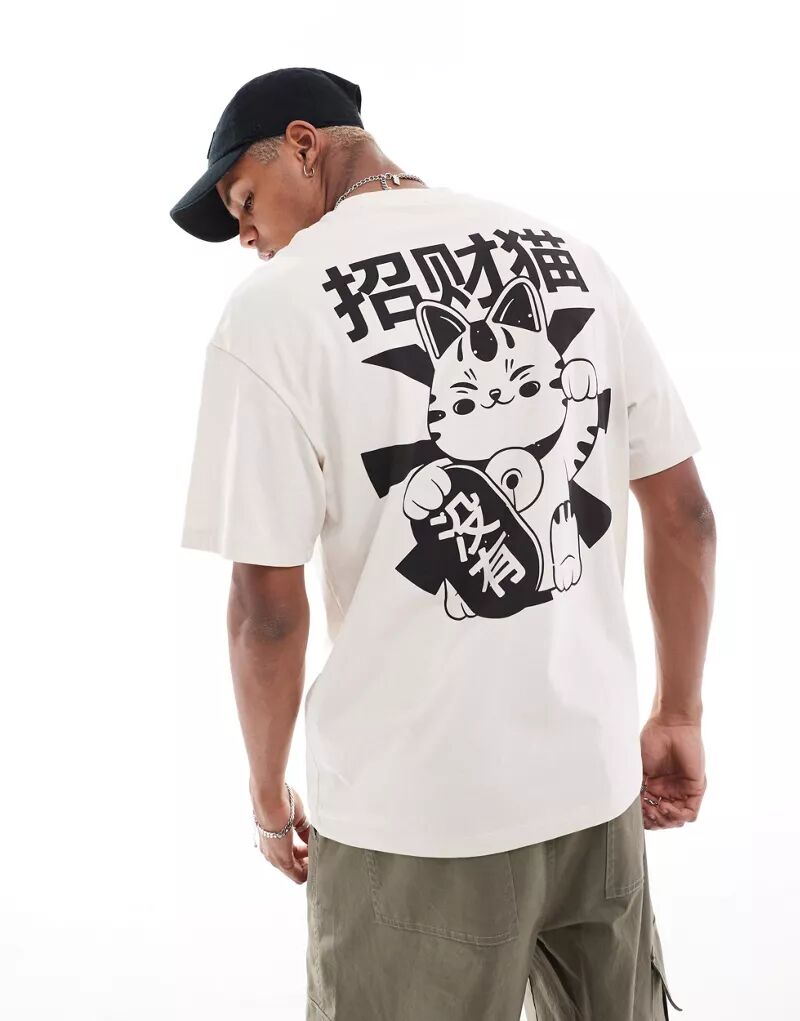 кроссовки kinetix rayo haki Бежевая футболка оверсайз с принтом «Счастливый кот» Jack & Jones