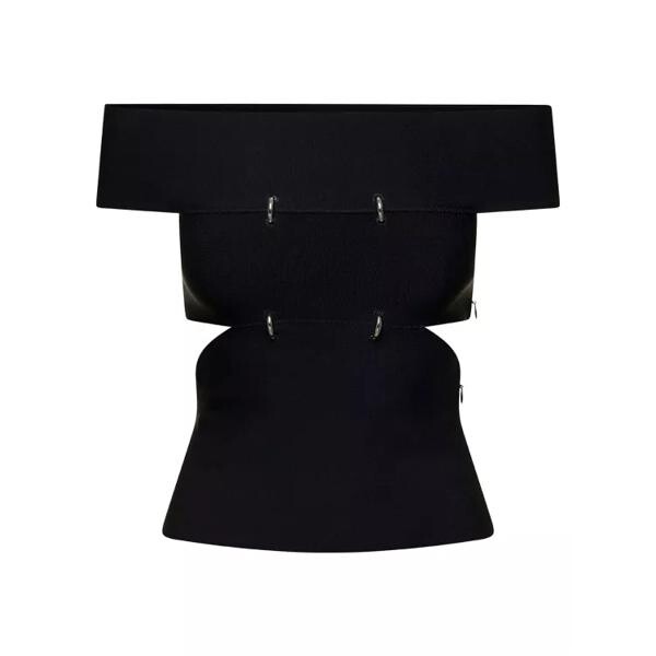 

Футболка off-the-shoulders top with cut-out and metal Alexander Mcqueen, черный