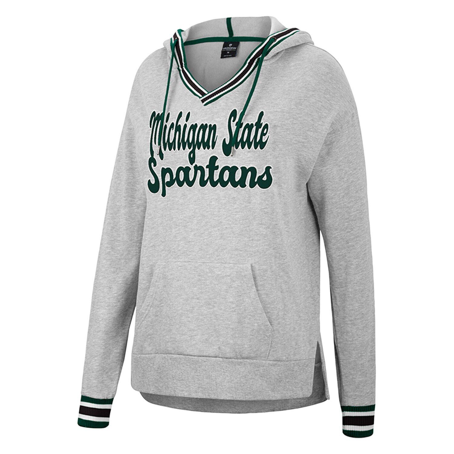 

Женский пуловер с капюшоном Colosseum Heathered Michigan State Spartans Andy с v-образным вырезом Colosseum