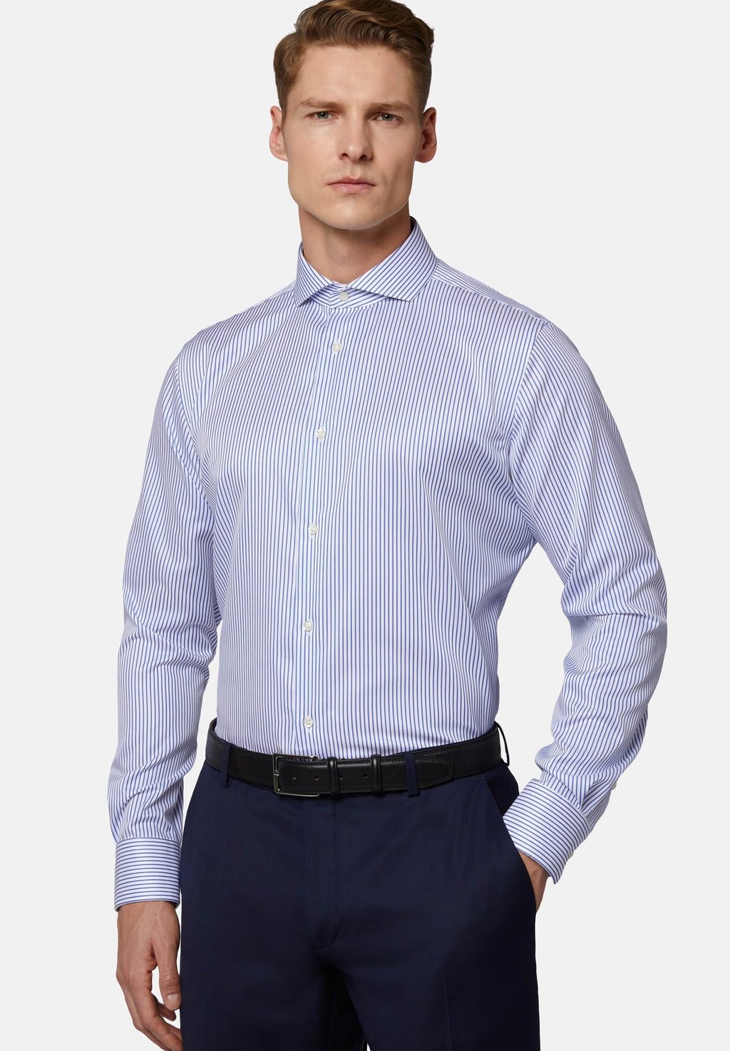 Классическая рубашка Regular Fit Striped Boggi Milano, цвет bluette