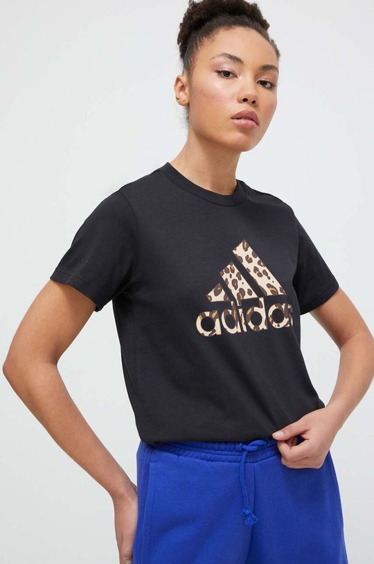 Хлопковая футболка adidas, черный фото