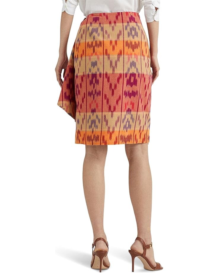 

Юбка LAUREN Ralph Lauren Petite Geo-Motif Cotton-Linen Wrap Skirt, цвет Berry Multi