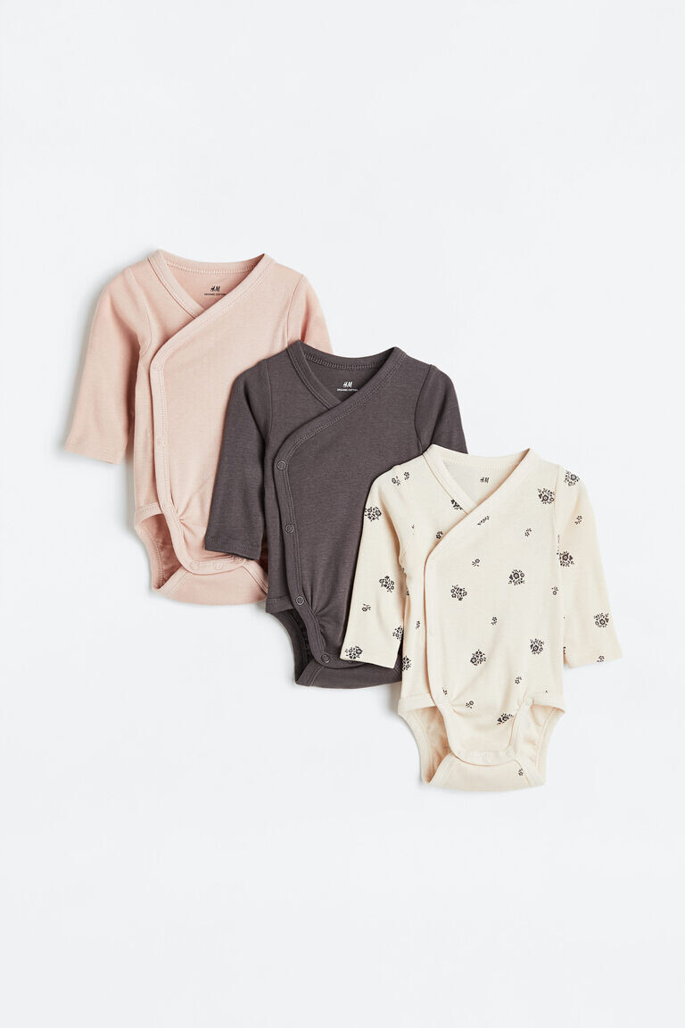 

Три пары боди с длинными рукавами H&M, розовый