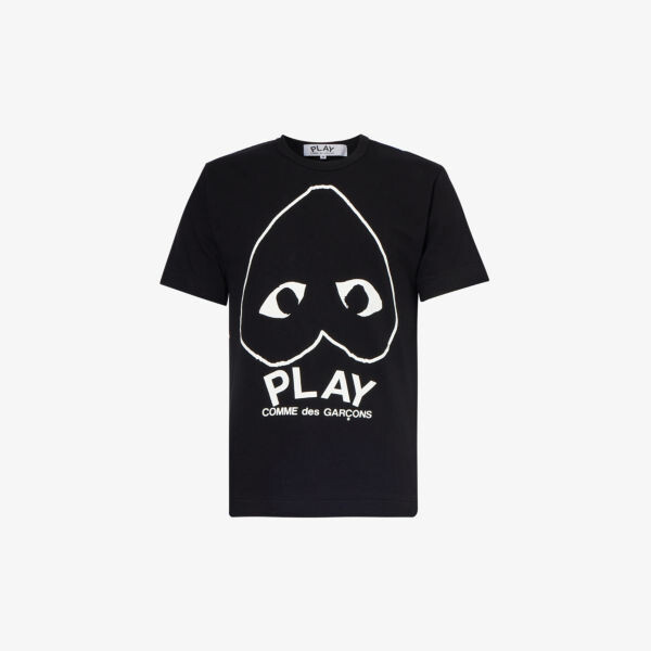 

Футболка из хлопкового джерси с круглым вырезом и логотипом Comme des Garçons, черный