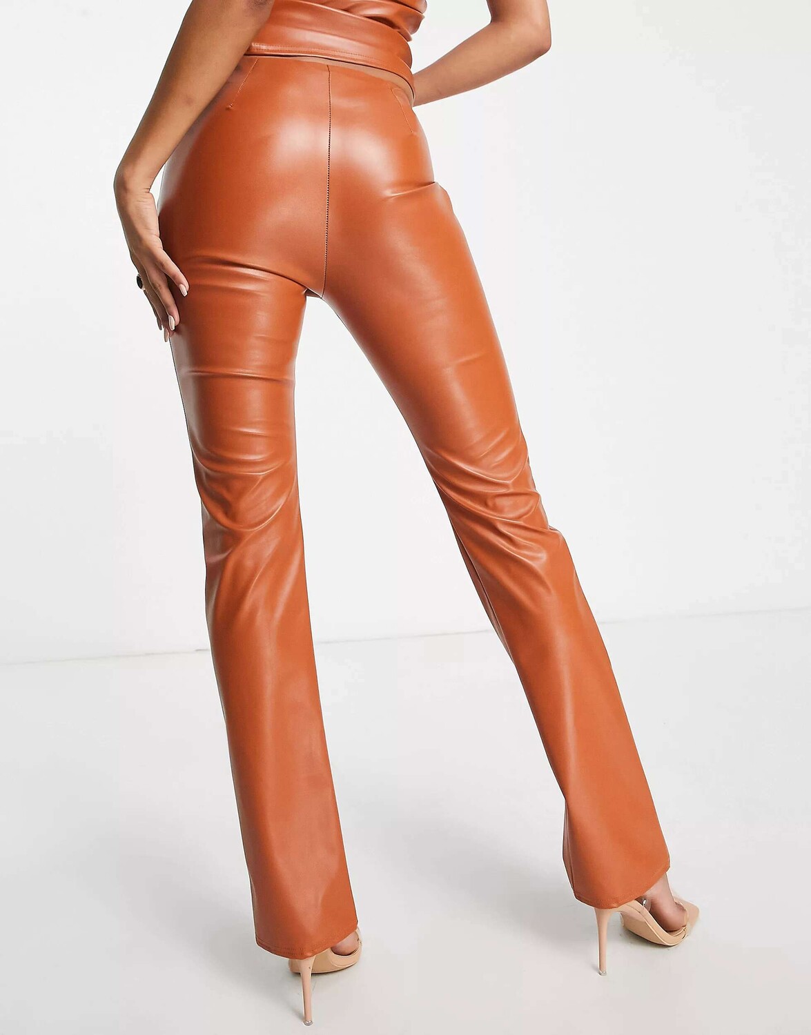 

Ржавые однотонные кожаные брюки Fashionkilla