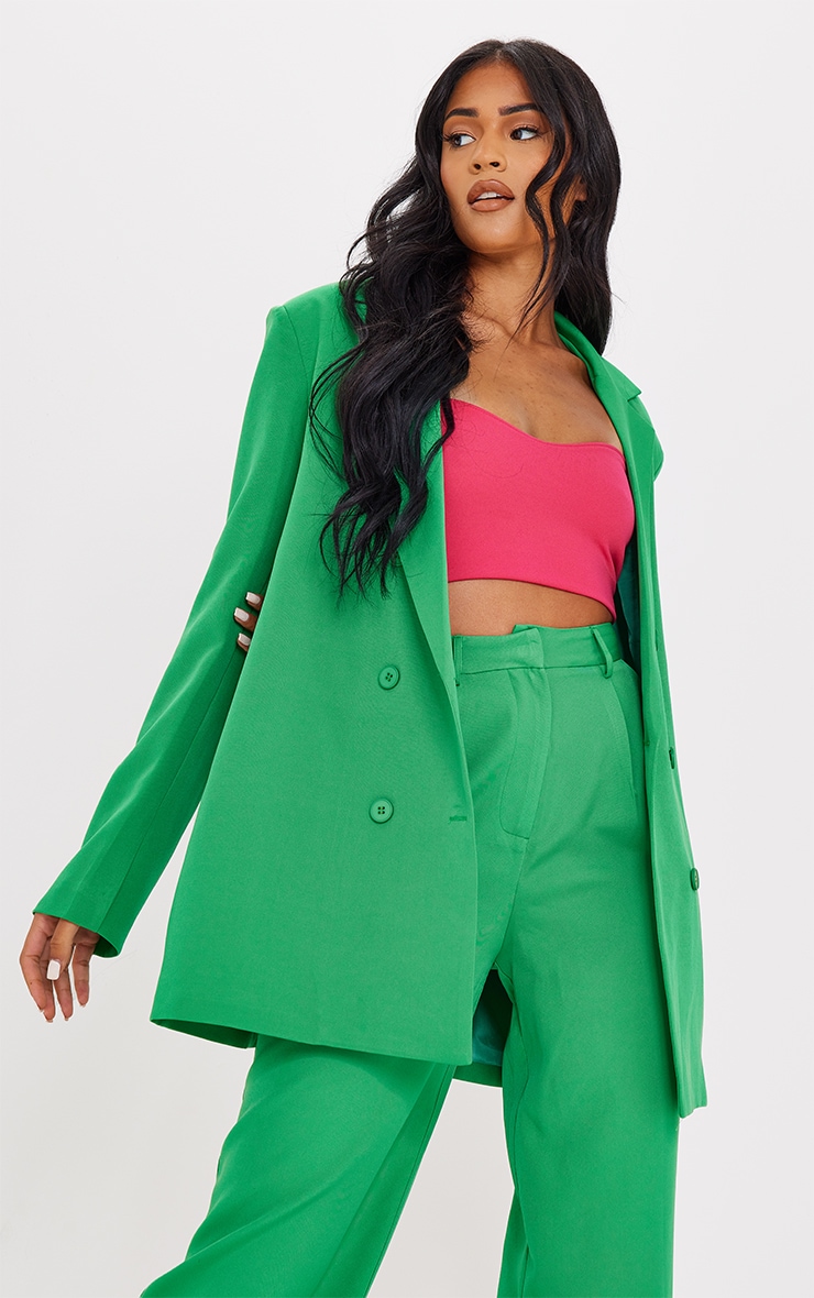 PrettyLittleThing Высокий зеленый двубортный пиджак оверсайз с подплечниками