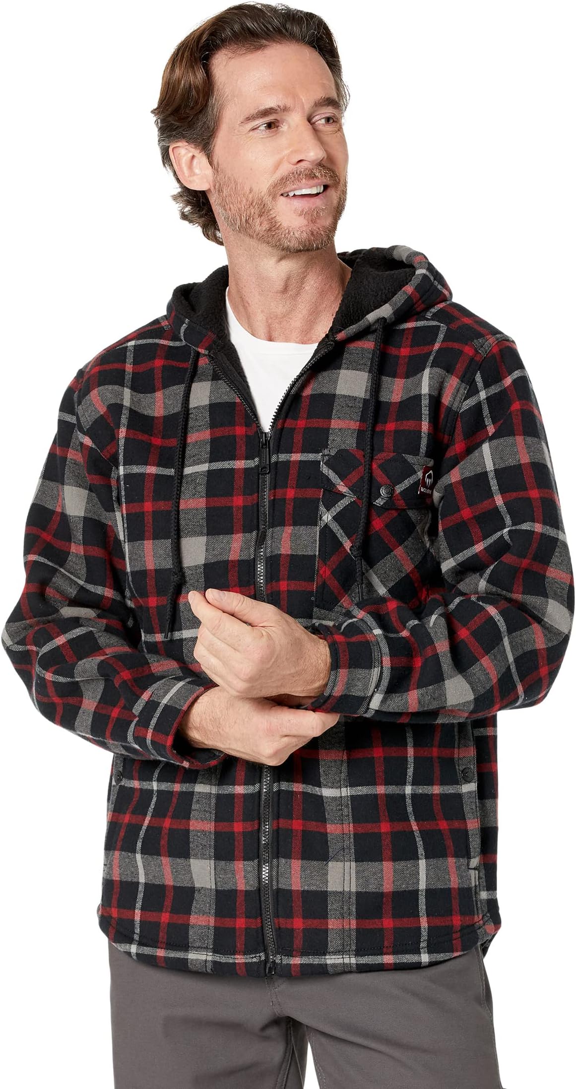 цена Куртка Bucksaw Sherpa Shirt-Jac Wolverine, цвет Dark Red Plaid
