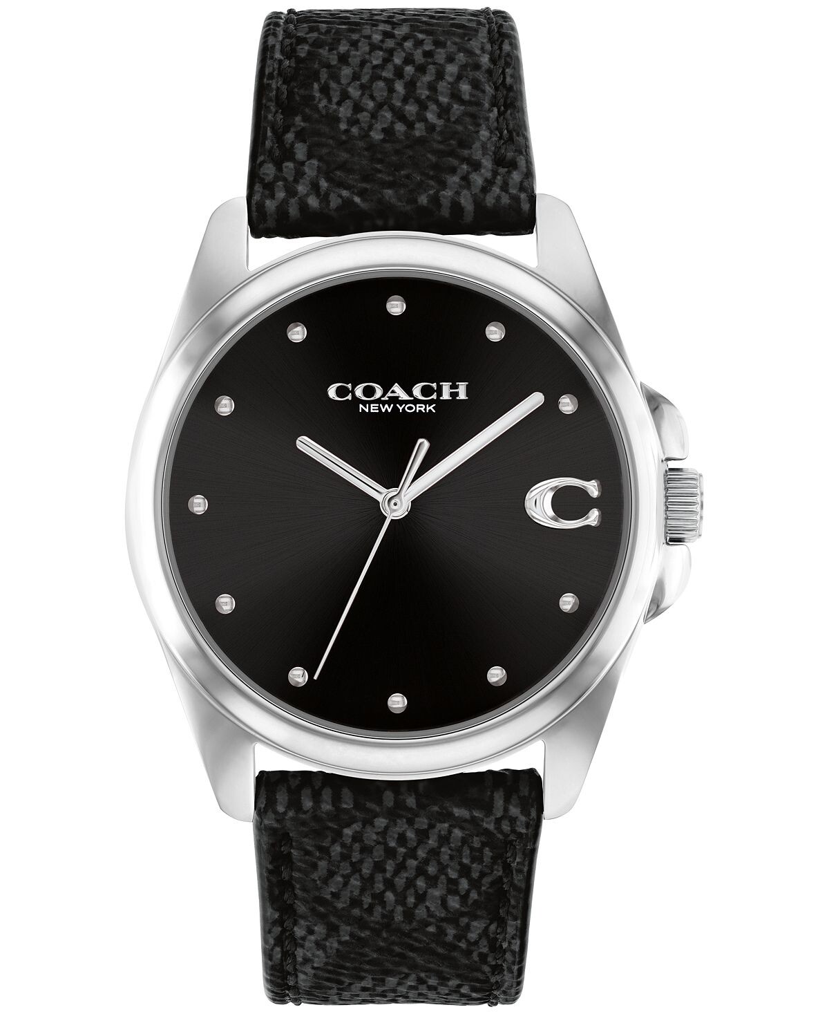 

Женские часы Greyson с черным кожаным ремешком, 36 мм COACH, черный