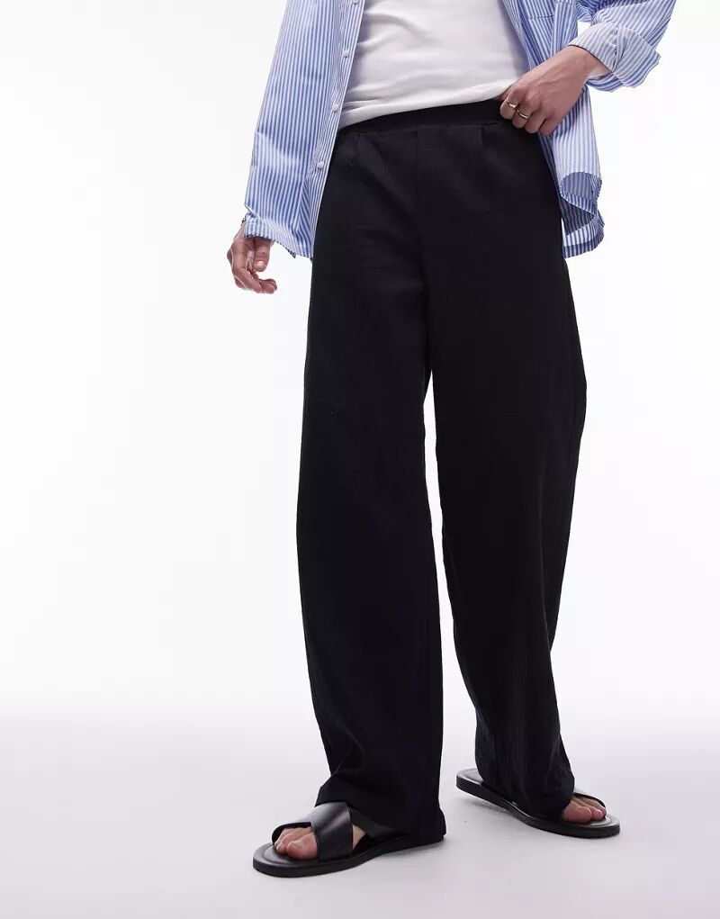 цена Черные структурированные широкие брюки Topman