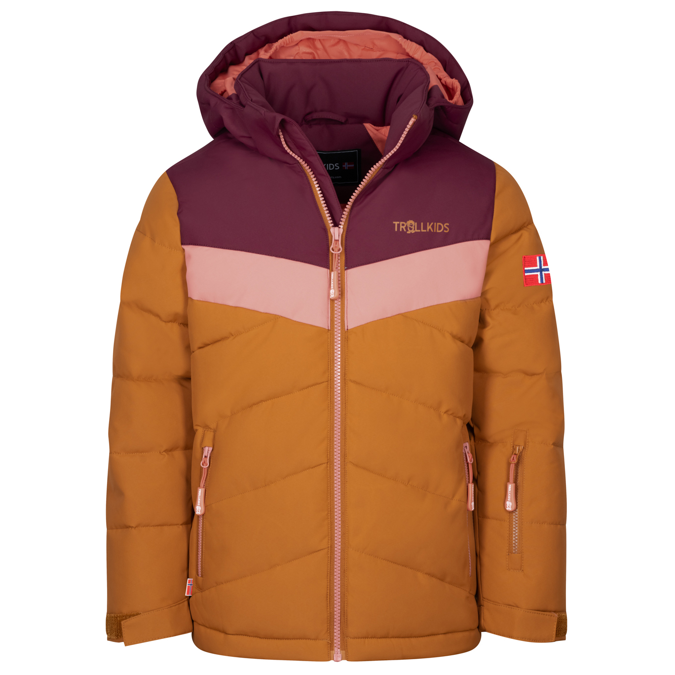 Зимняя куртка Trollkids Girl's Gryllefjord, цвет Redwood/Caramel/Salmon