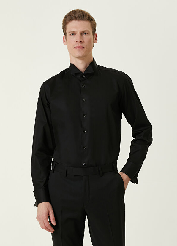 Черная рубашка под смокинг со складным воротником Beymen