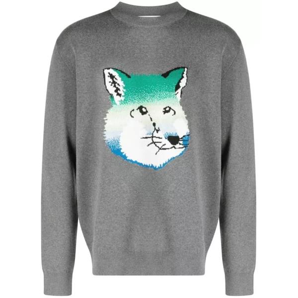 

Пулловер vibrant fox head intarsia pullover Maison Kitsune, серый