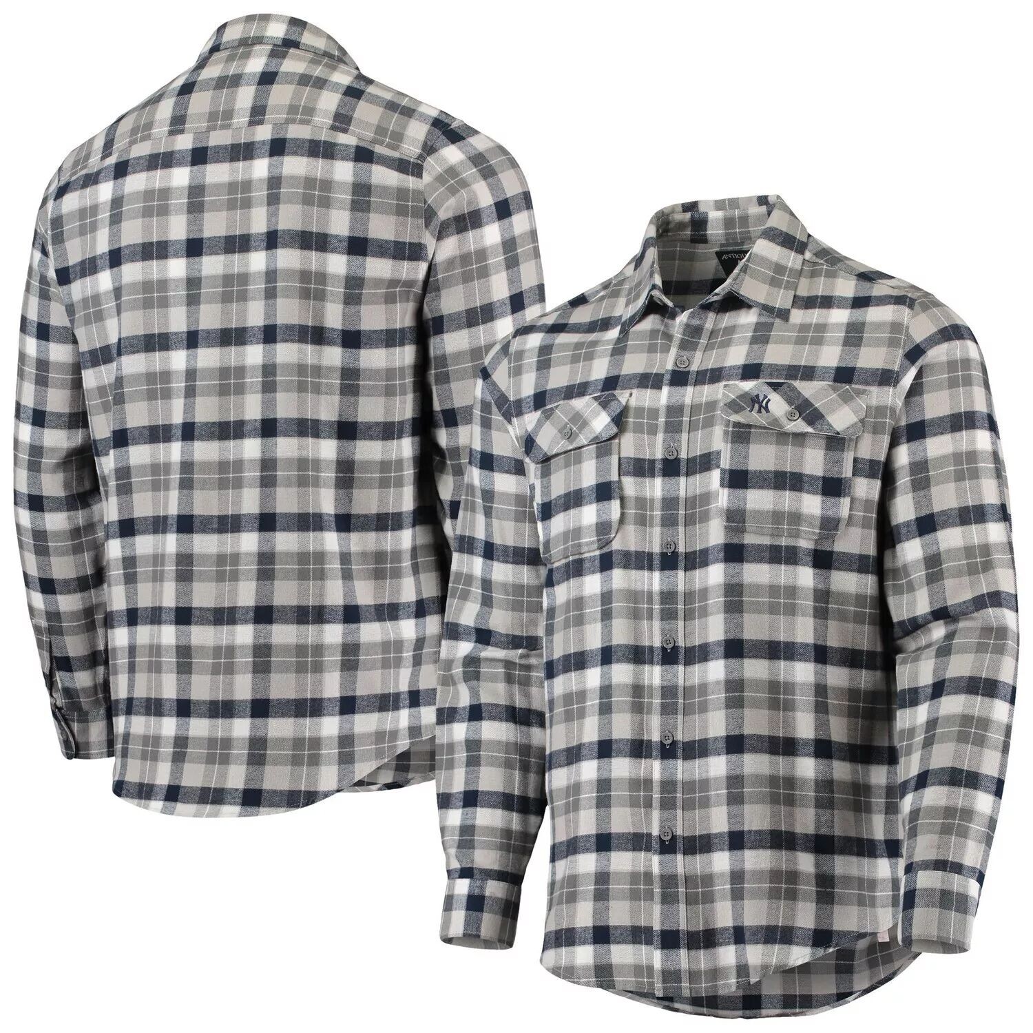 

Мужская фланелевая рубашка на пуговицах с длинным рукавом Antigua Navy/White New York Yankees Ease
