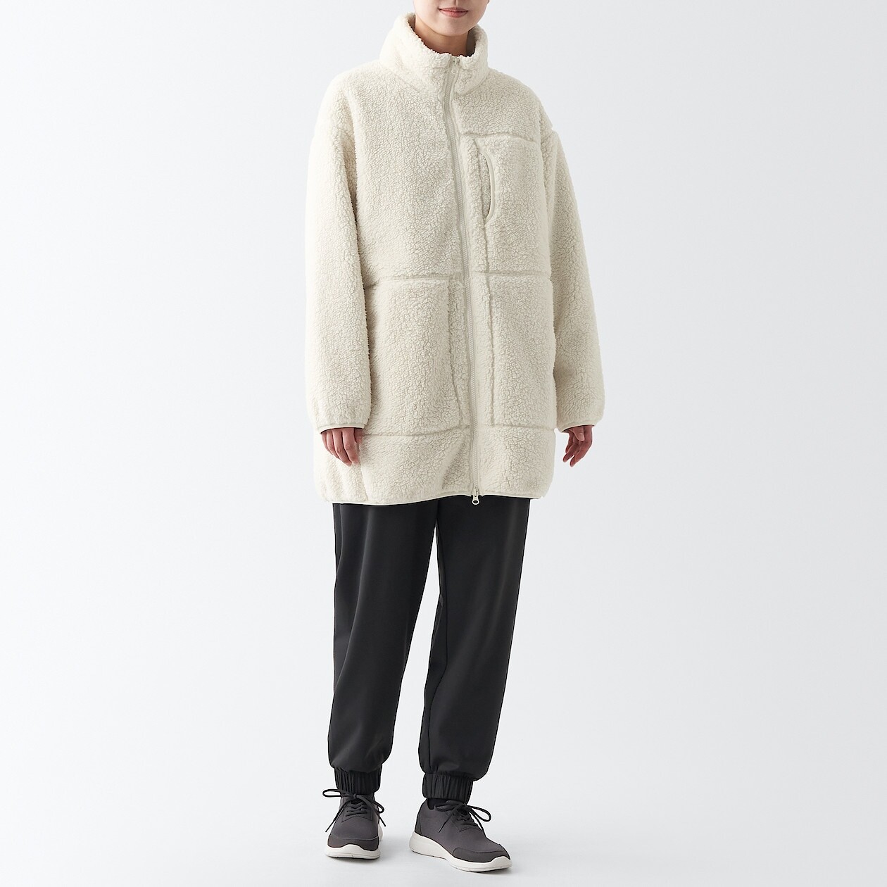 

Ветрозащитное флисовое пальто MUJI, слоновая кость, Бежевый