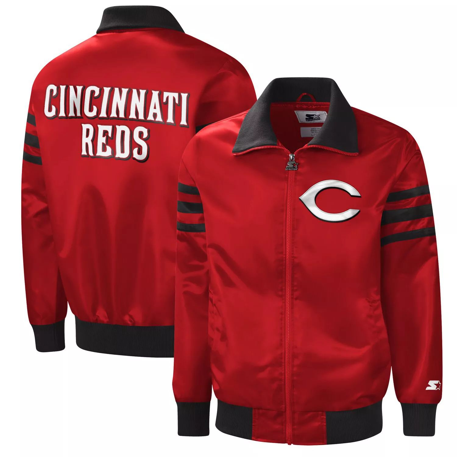 цена Мужская красная университетская куртка с молнией во всю длину Cincinnati Reds The Captain II Starter