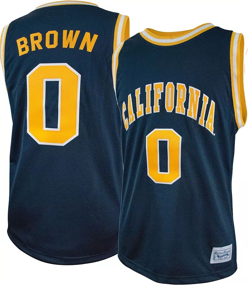 Мужская Retro Brand Баскетбольная майка Cal Golden Bears Jaylen Brown # 0 синего цвета