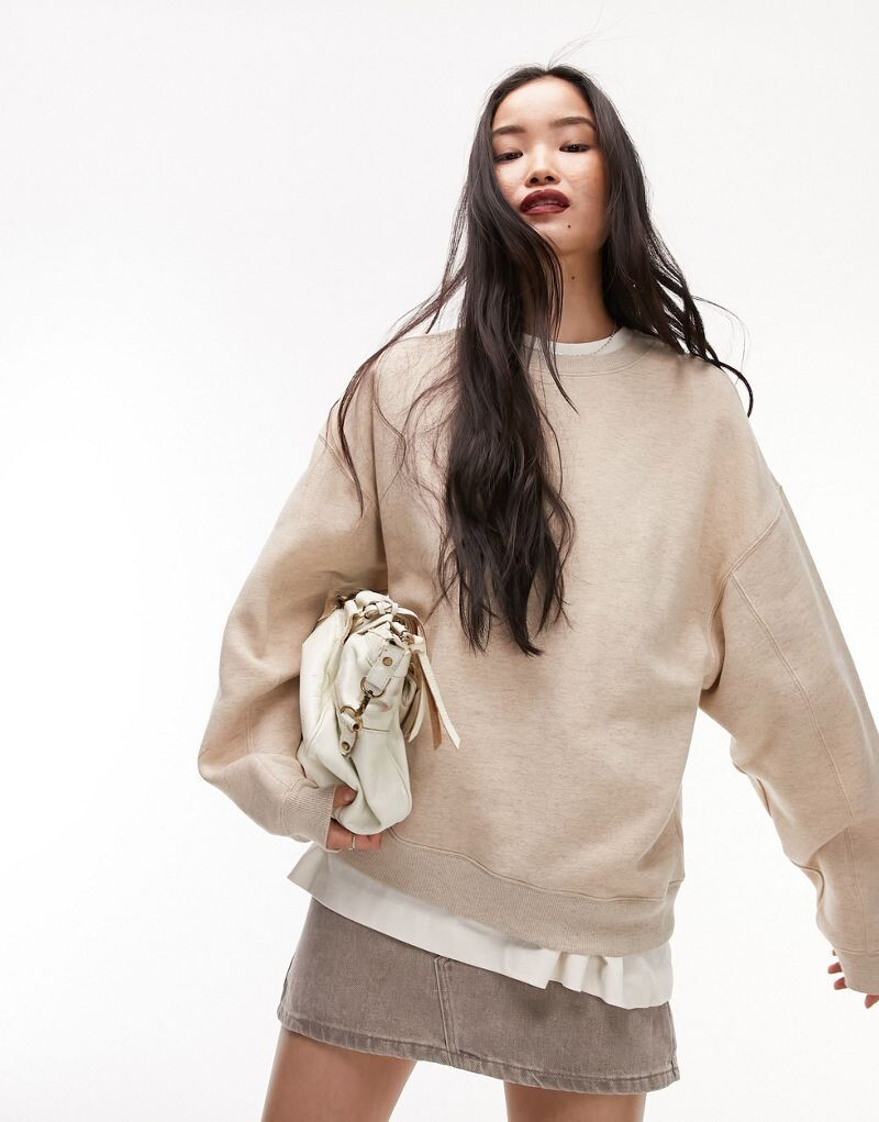 

Topshop – овсяная толстовка премиум-класса с декоративной строчкой