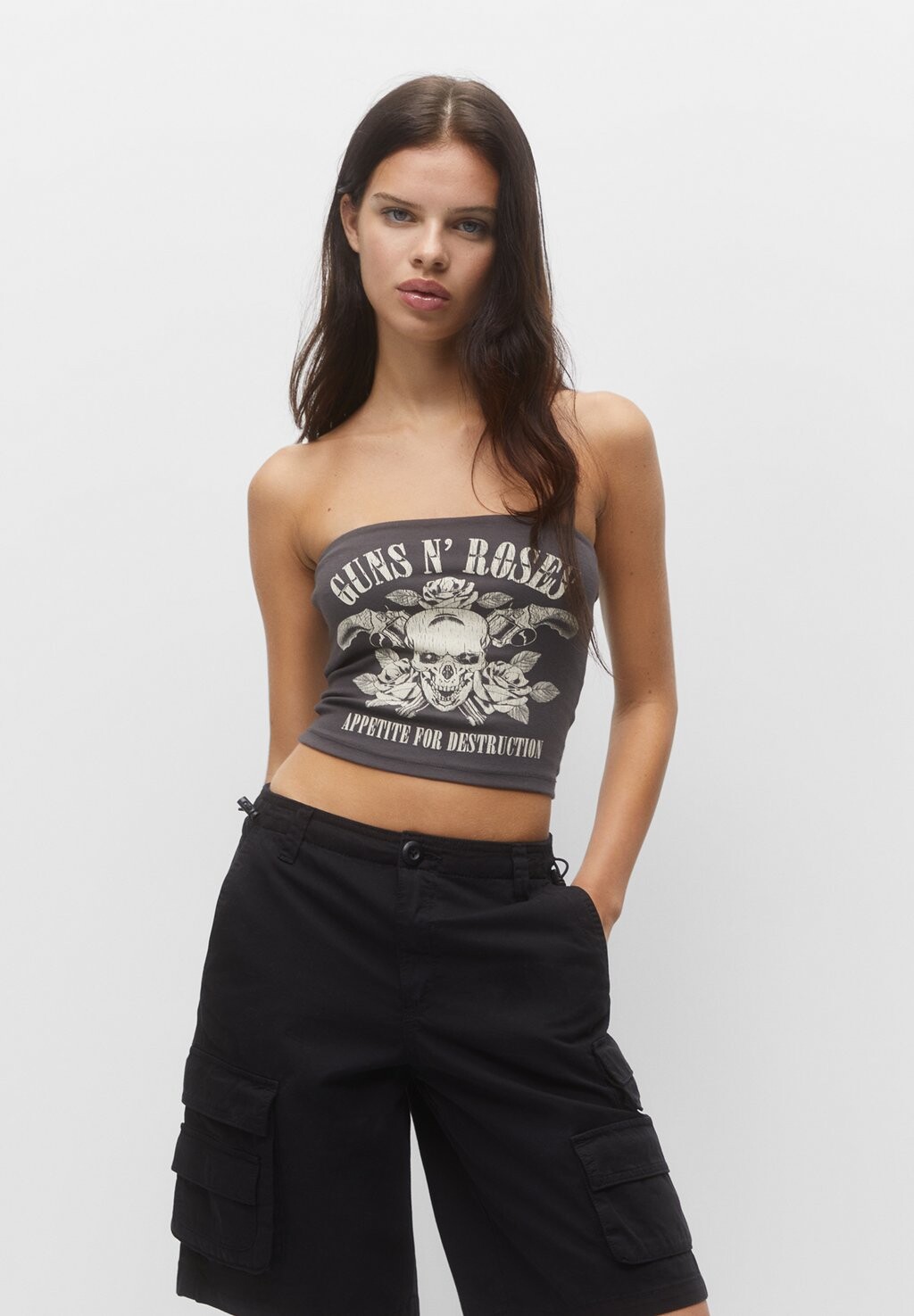 

Топ Guns N Roses Bandeau PULL&BEAR, цвет dark grey
