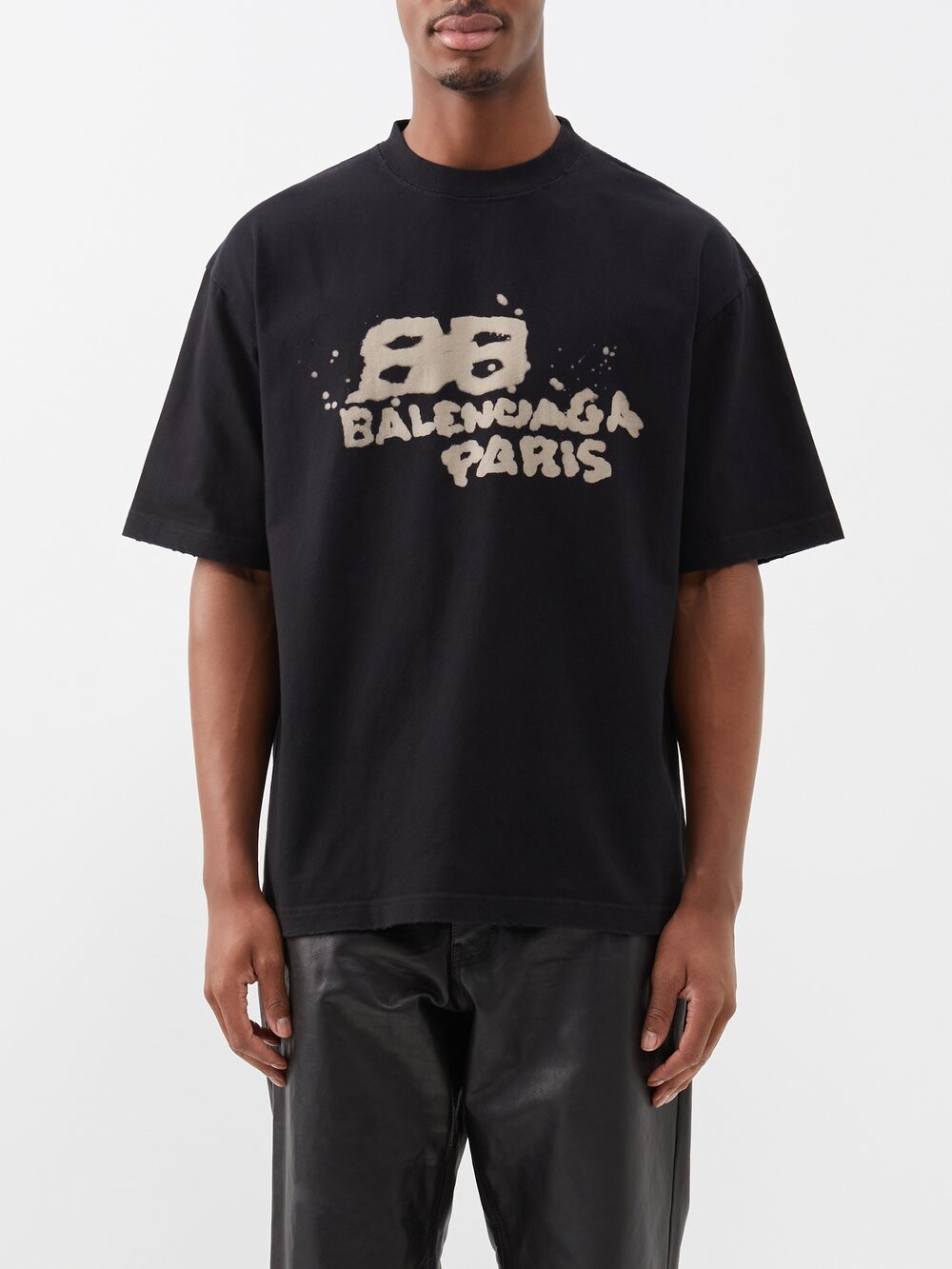 

Футболка оверсайз из хлопкового джерси с логотипом bb Balenciaga, черный