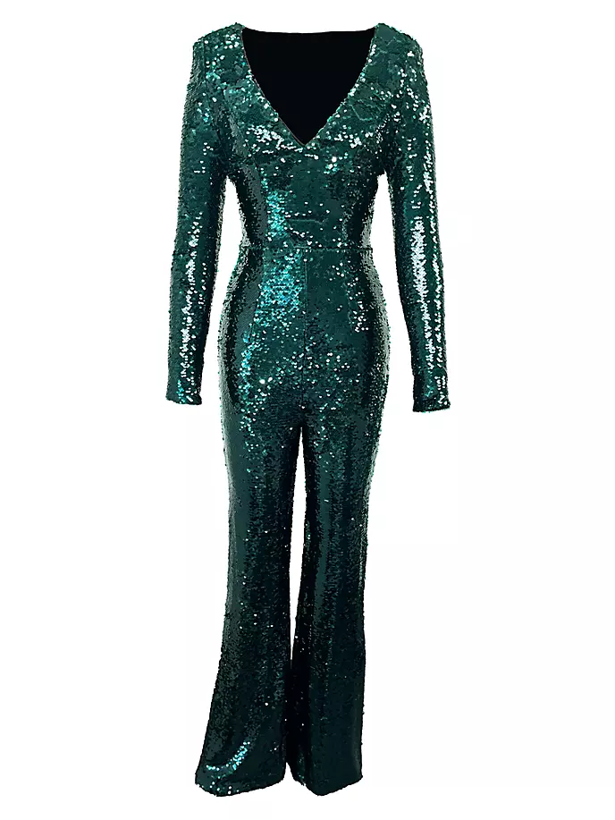 цена Комбинезон Carson с пайетками Dress The Population, цвет deep emerald