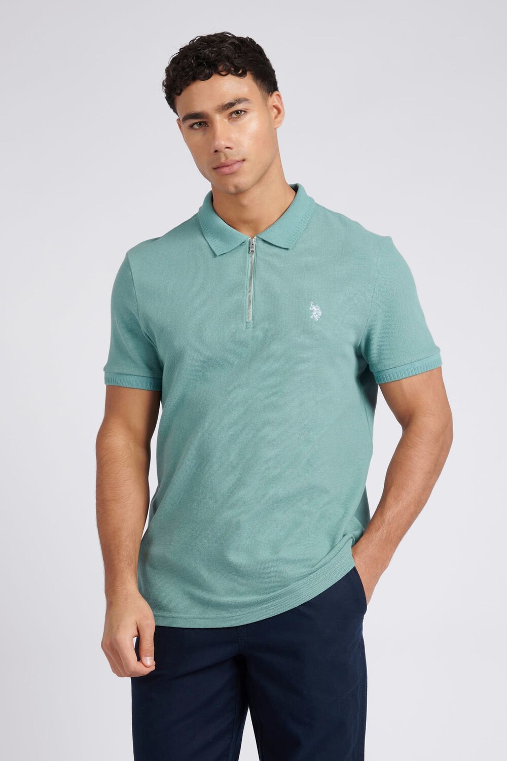 

Мужская рубашка поло обычного кроя с текстурой U.S. Polo Assn, синий