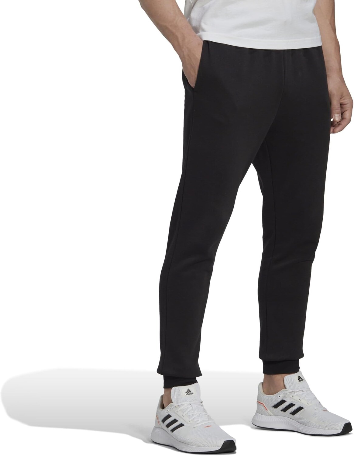 

Флисовые зауженные брюки Essentials стандартного размера adidas, цвет Black/White