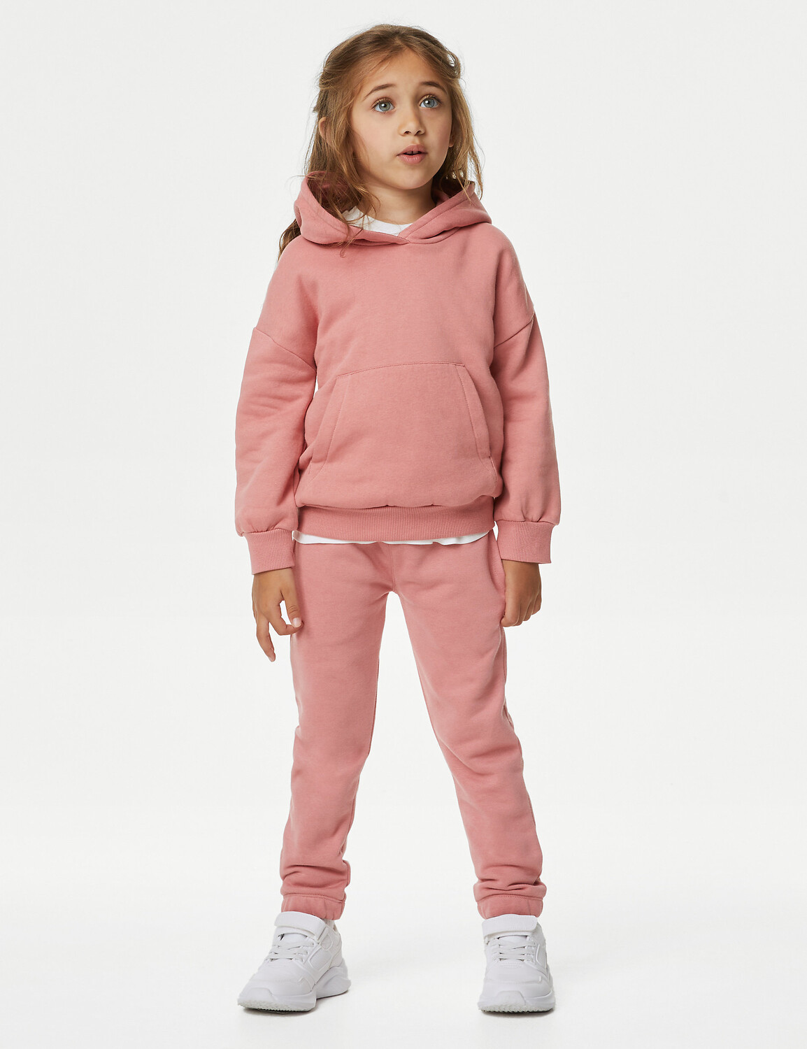 

Джоггеры с высоким содержанием хлопка (2–8 лет) Marks & Spencer, розовый