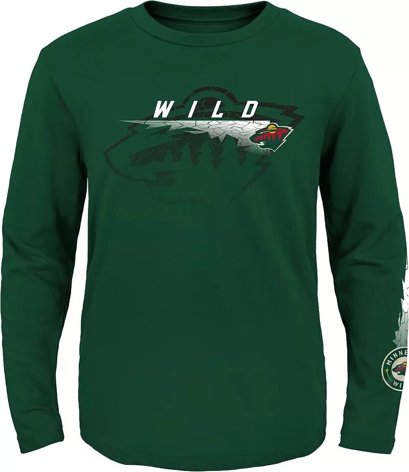 

Outerstuff Молодёжная футболка НХЛ Minnesota Wild Green с длинными рукавами Corked Ice