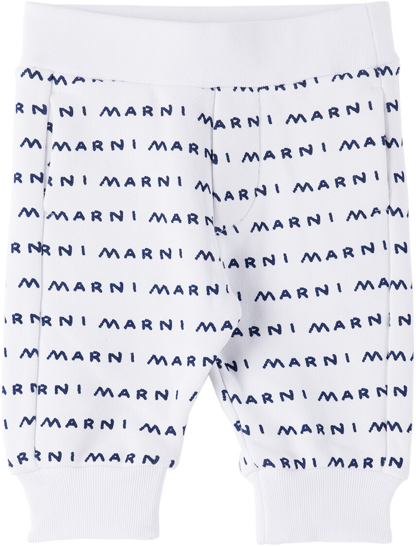 

Детские белые спортивные штаны с принтом Белые Marni