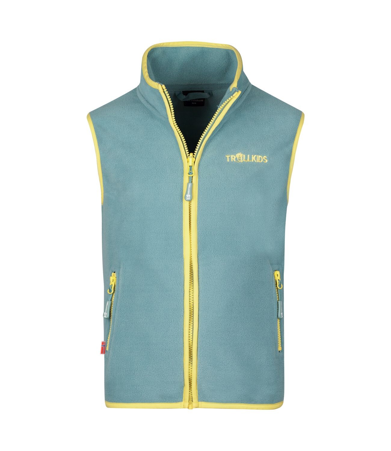 

Утепленный жилет Trollkids Fleece Arendal, цвет Gletschergrün/Limonade