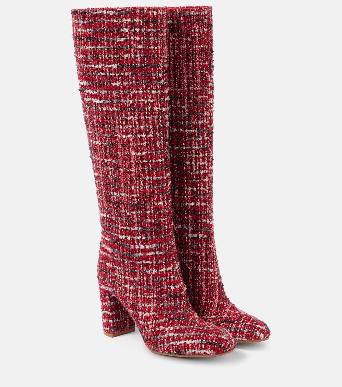 

Сапоги до колена из букле Gianvito Rossi, цвет tabasco red