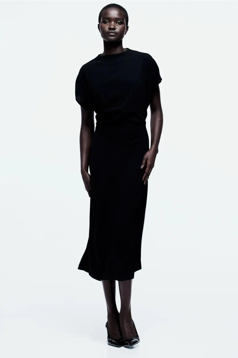 Платье с подчеркнутой талией H&M, черный