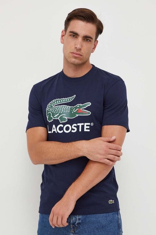 

Хлопковая футболка Lacoste, темно-синий