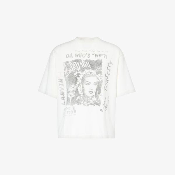 

Футболка из хлопкового джерси с короткими рукавами и фирменным принтом Lanvin, белый