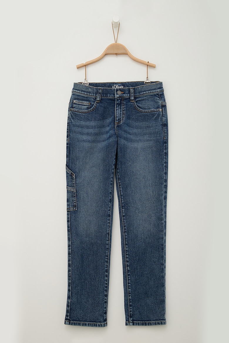 Прямые джинсы со средней посадкой на талии S Oliver, синий джинсы скинни со средней посадкой q s by s oliver черный
