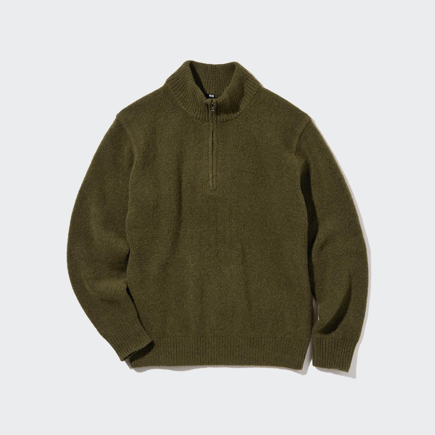 

Джемпер из пряжи суфле на половине молнии UNIQLO, оливковый