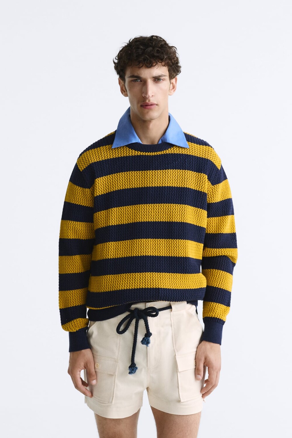 

Фактурный свитер в полоски ZARA, синий