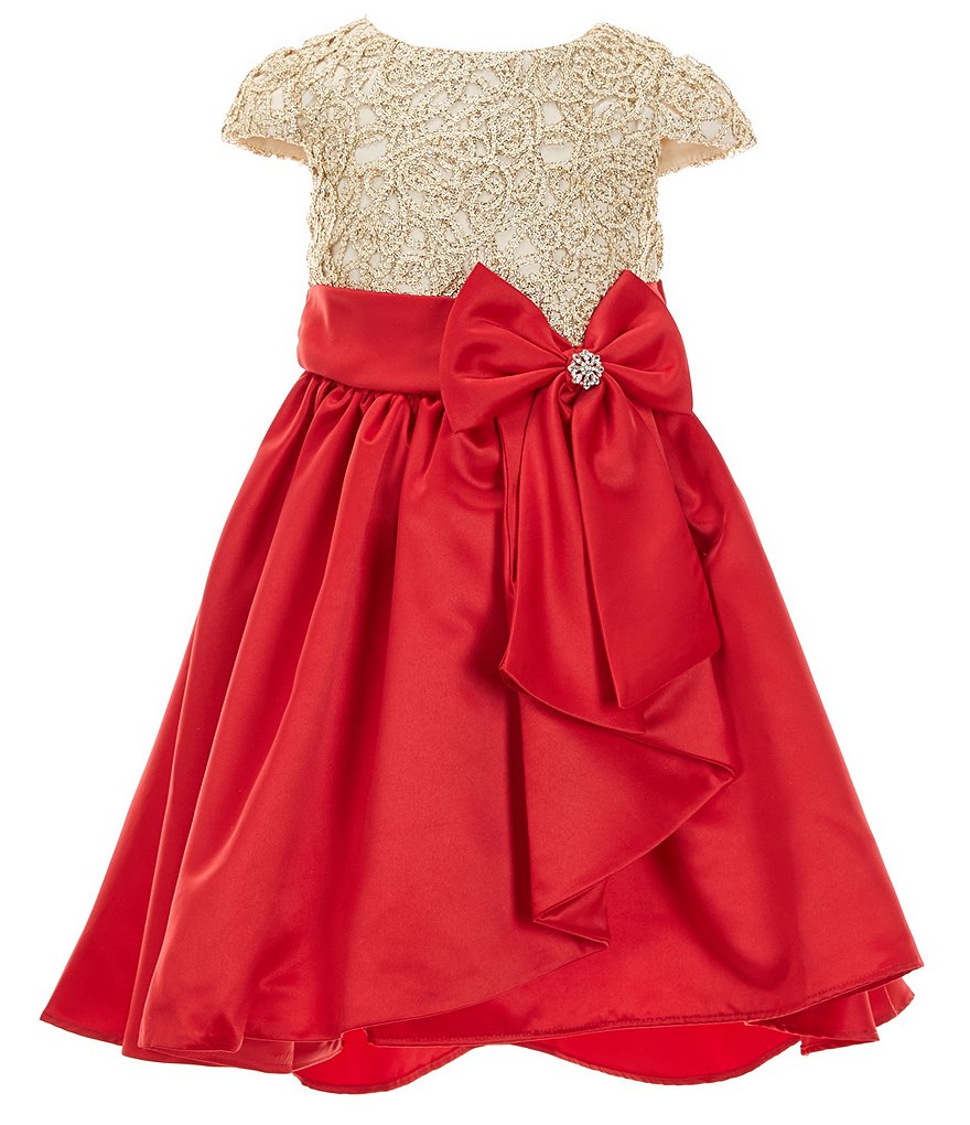 цена Платье с короткими рукавами и вышивкой Rare Editions Little Girls 2T-6X, красный