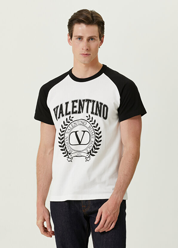 

Черно-белая футболка с логотипом Valentino, Черный
