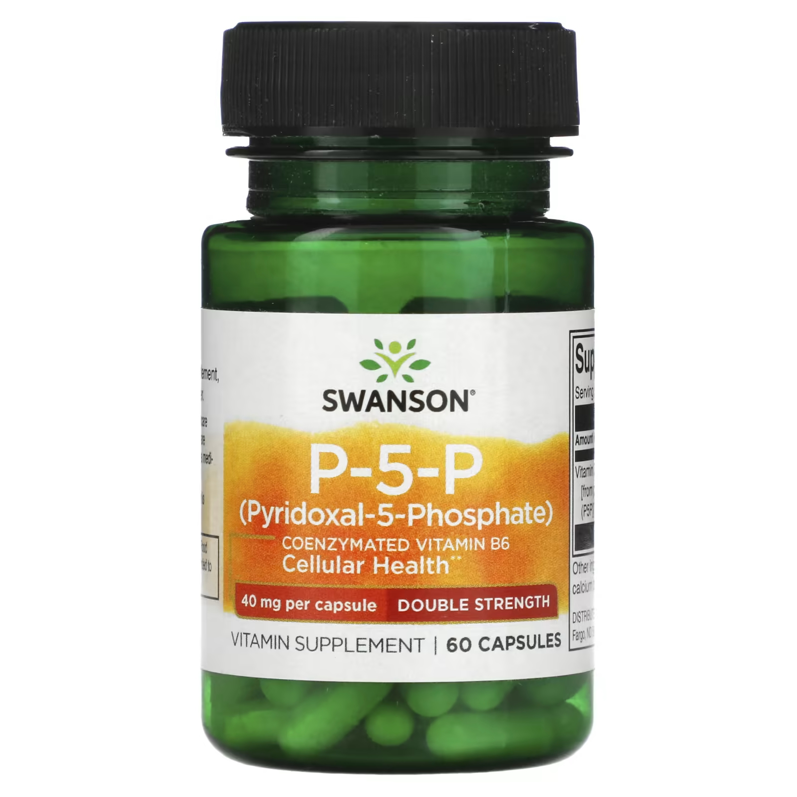 Биологически активная добавка Swanson P-5-P двойная сила, 40 мг., 60 капсул swanson p 5 p двойная сила действия 40 мг в капсуле 60 капсул