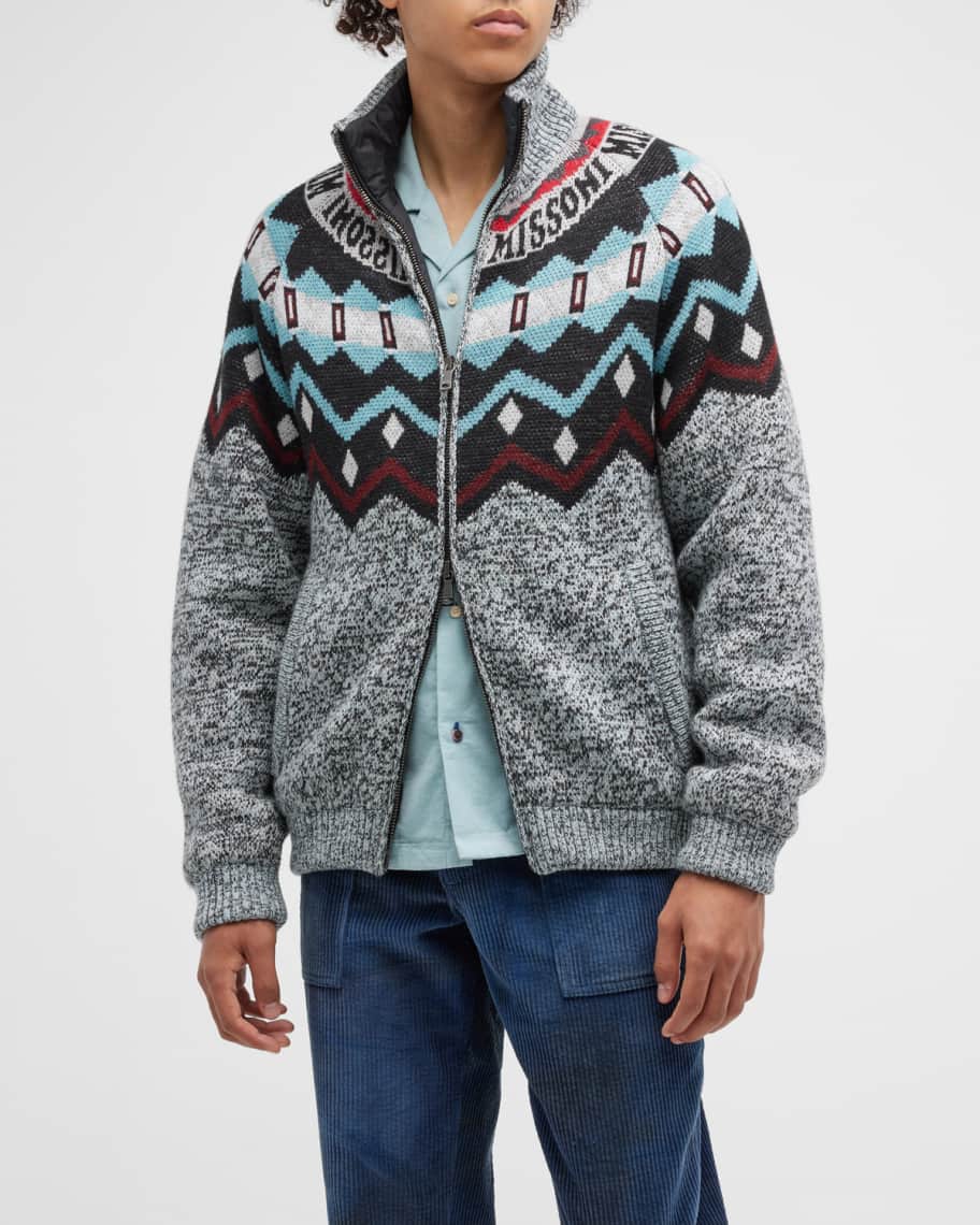 

Мужской лыжный кардиган с зигзагообразной молнией во всю длину Missoni