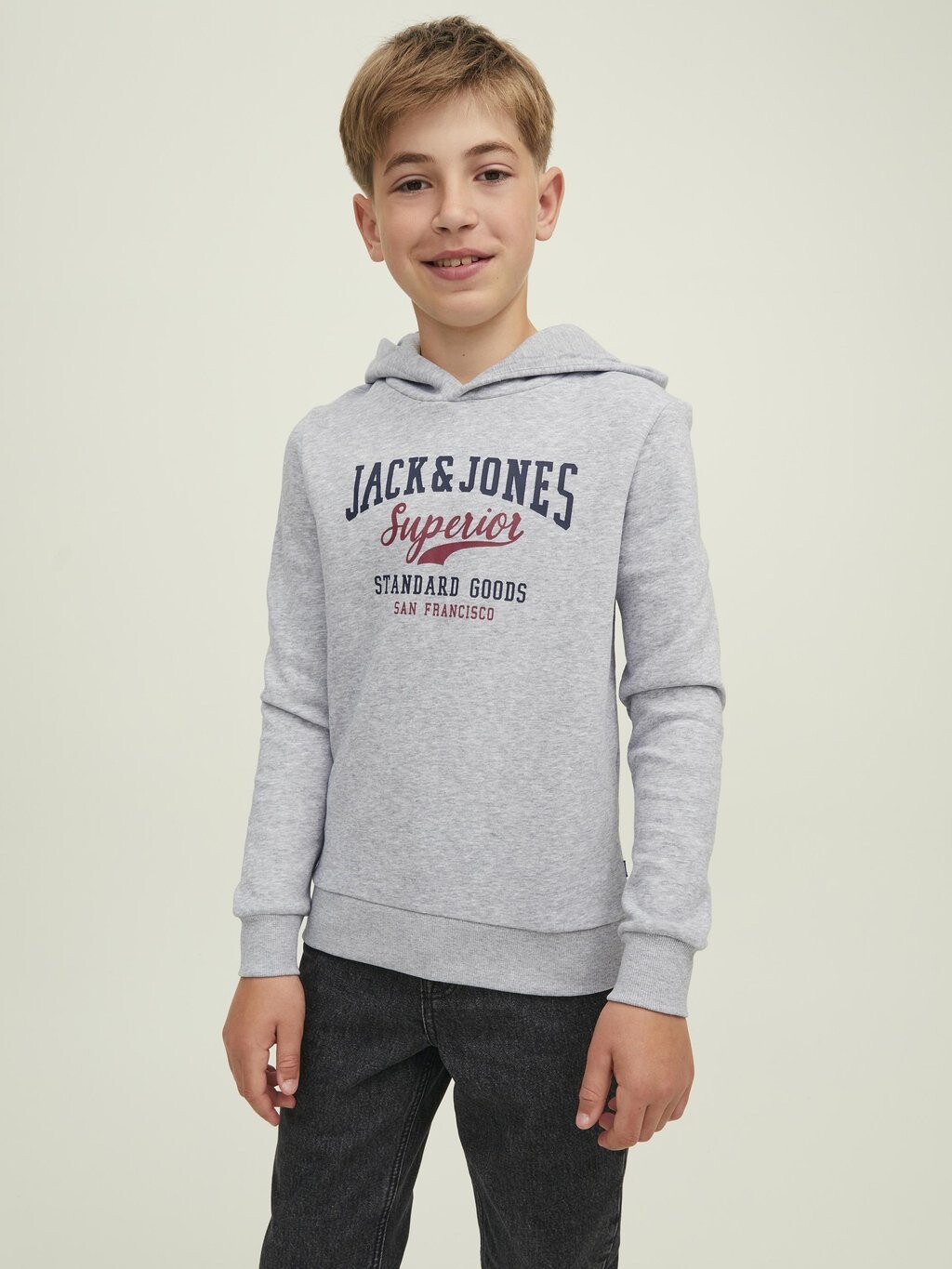 

Толстовка JJELOGO HOOD Jack & Jones Junior, цвет light grey melange