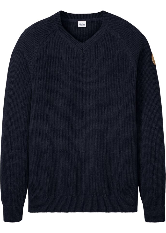 

Свитер с v-образным вырезом из переработанного хлопка John Baner Jeanswear, синий