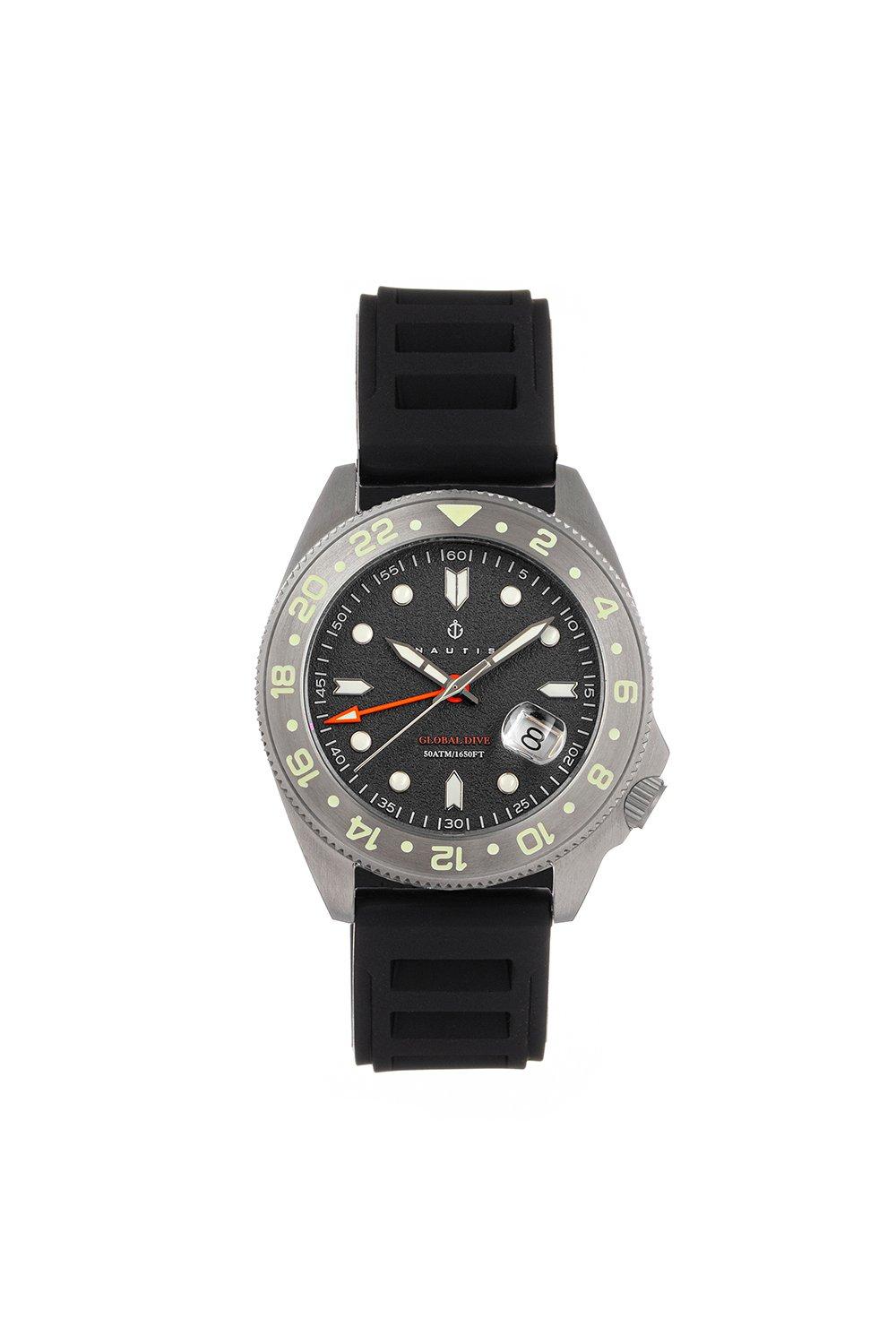 Часы Global Dive с каучуковым ремешком и датой Nautis, серый