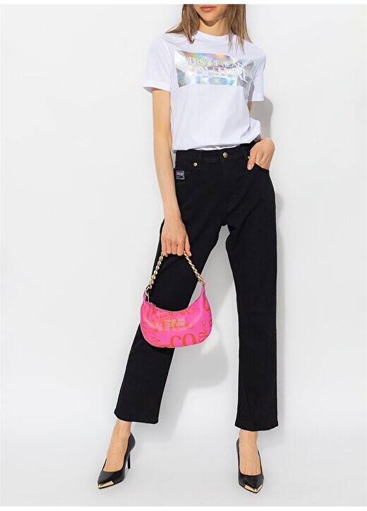 

Белая женская футболка с круглым вырезом с принтом 75HAHF04 Versace Jeans Couture, белый