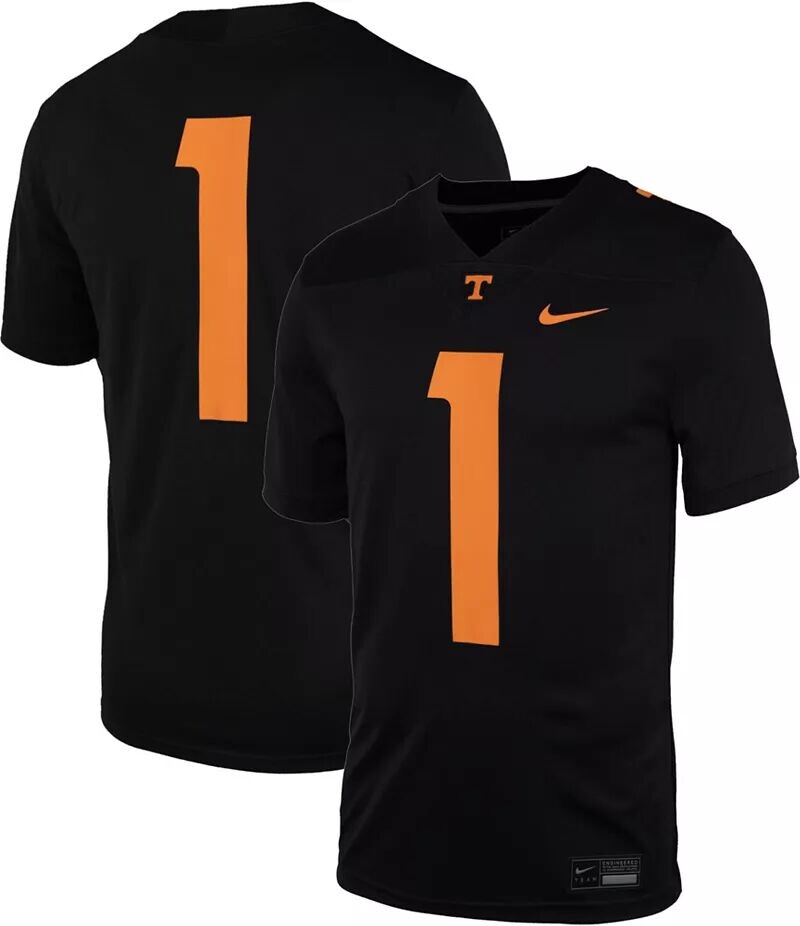 

Мужская черная реплика альтернативного футбольного джерси Nike Tennessee Volunteers #1