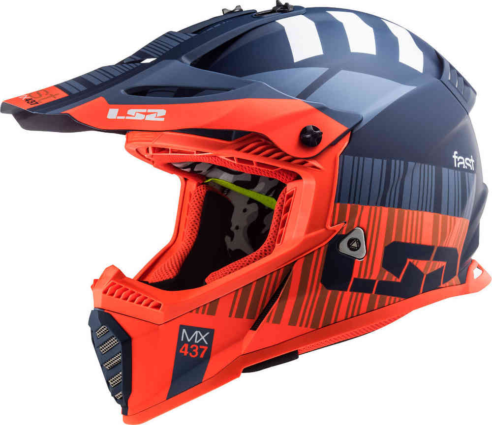 цена MX437 Fast Evo XCode Шлем для мотокросса LS2, оранжевый/синий