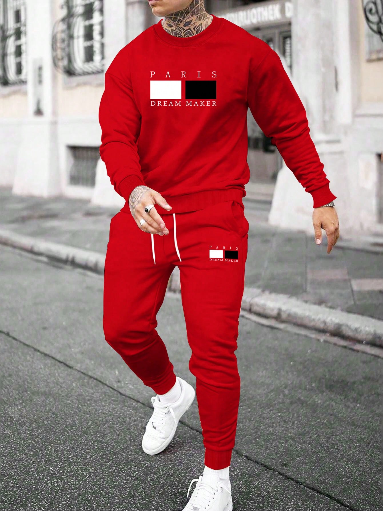 Мужской комплект из толстовки и спортивных штанов с буквенным принтом Manfinity, красный