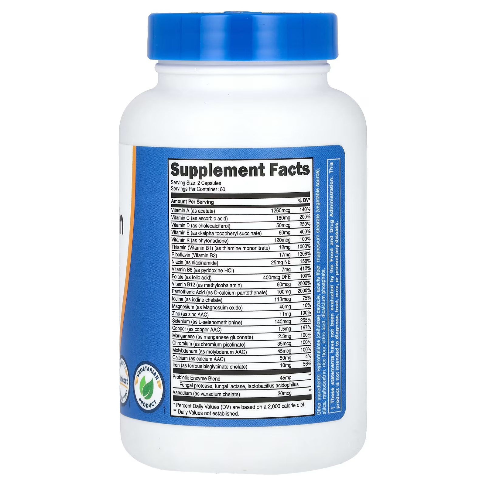 Мультивитамины Nutricost Probiotics + 22 Vitamins & Minerals, 120 капсул